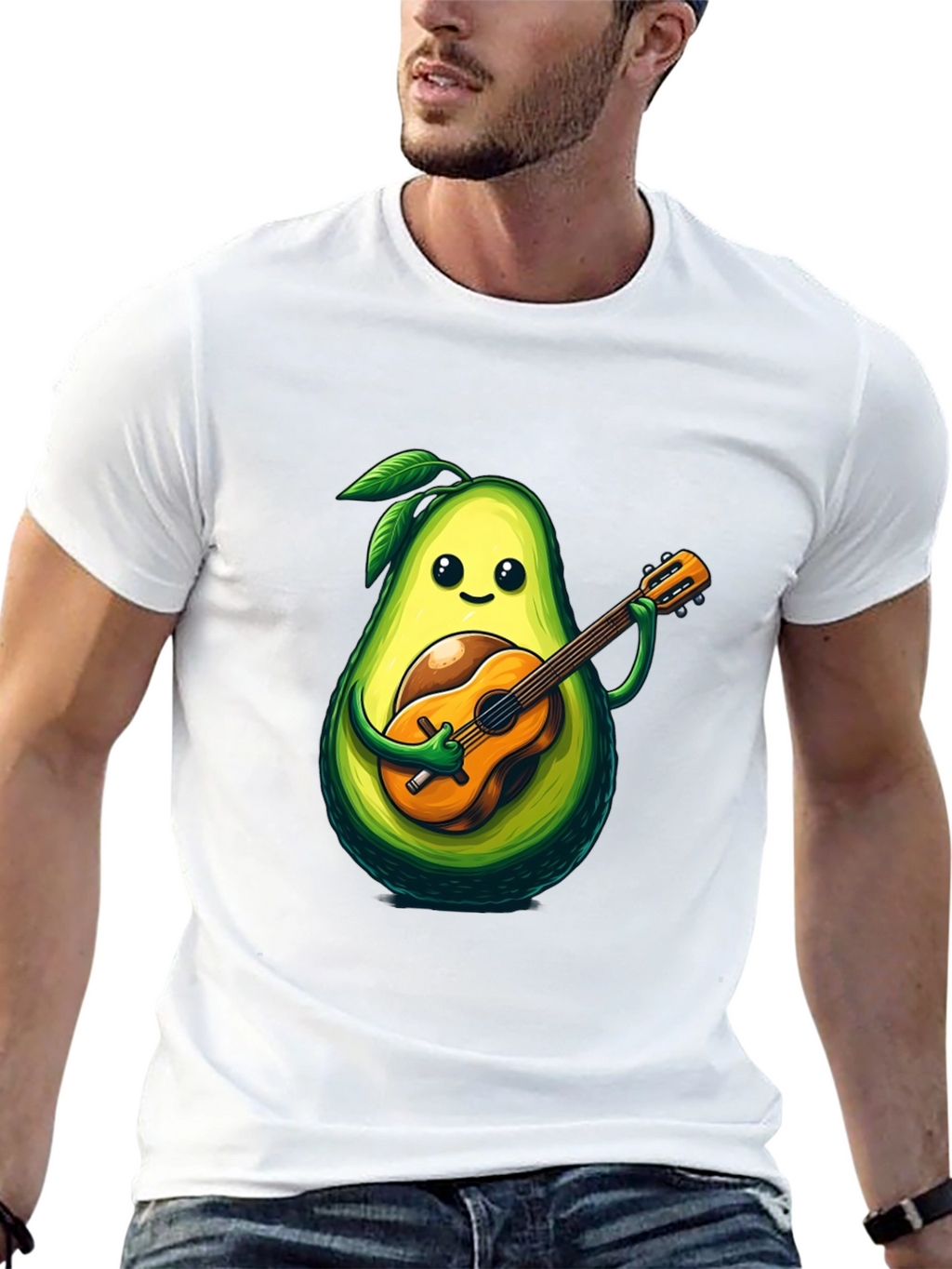 Avocado Guitar Player Graphic T-Shirt