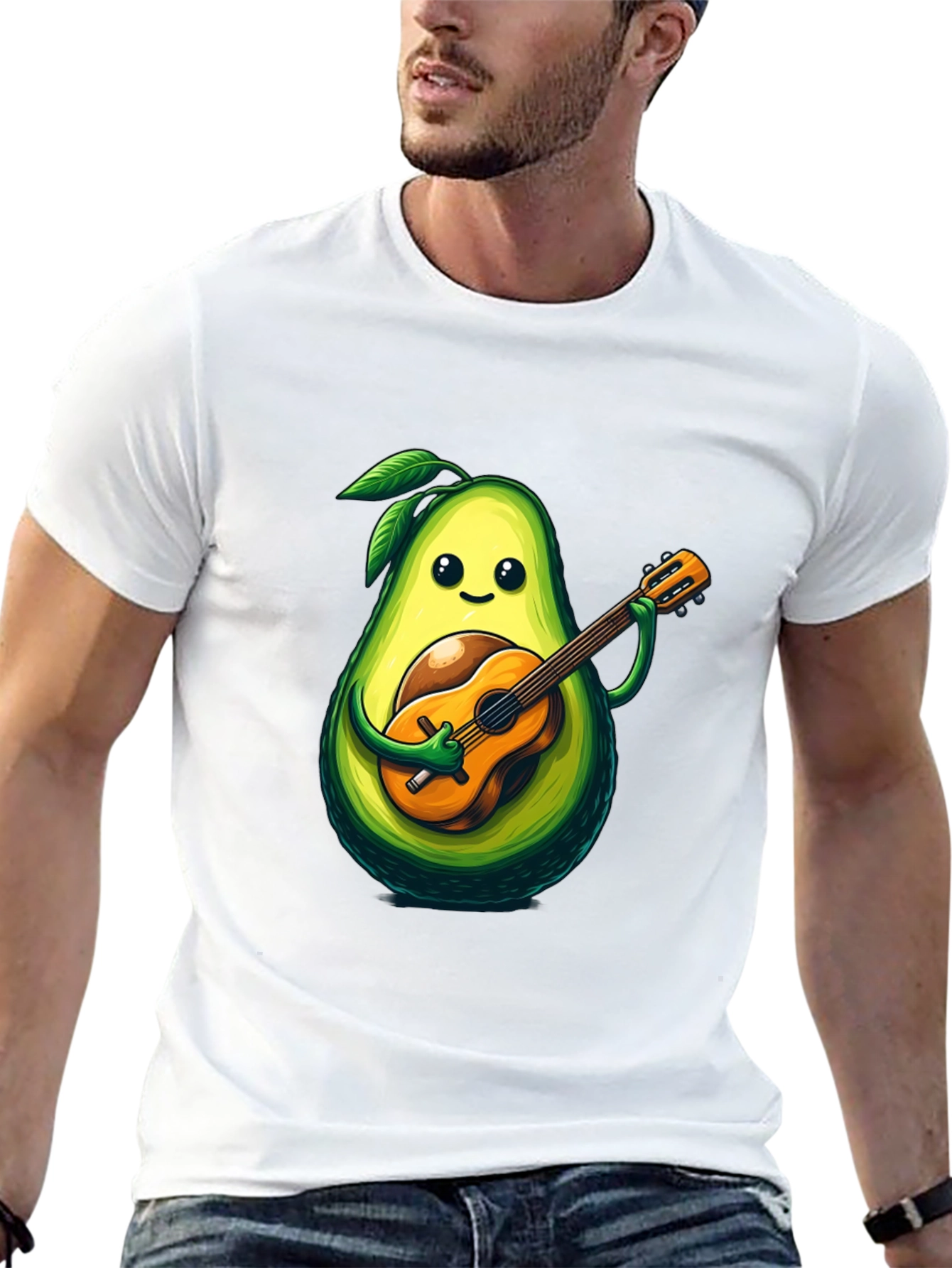 Avocado Guitar Player Graphic T-Shirt