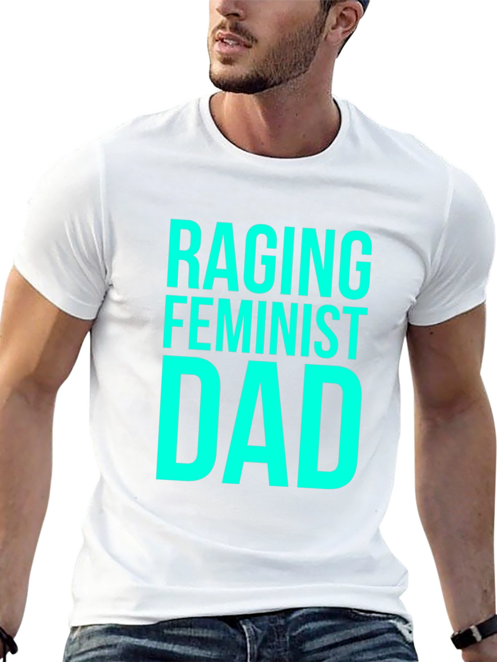 Raging Feminist Dad Black Cotton T-Shirt