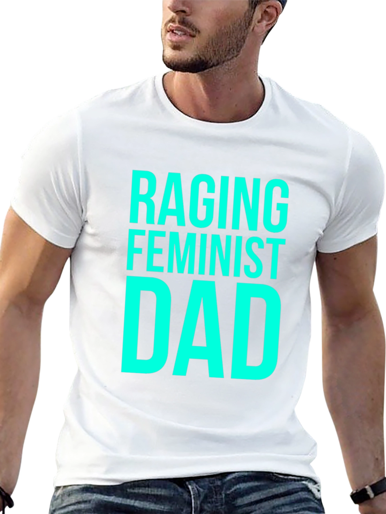 Raging Feminist Dad Black Cotton T-Shirt