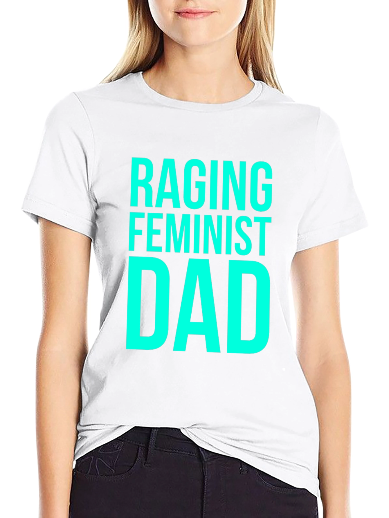 Raging Feminist Dad Black Cotton T-Shirt