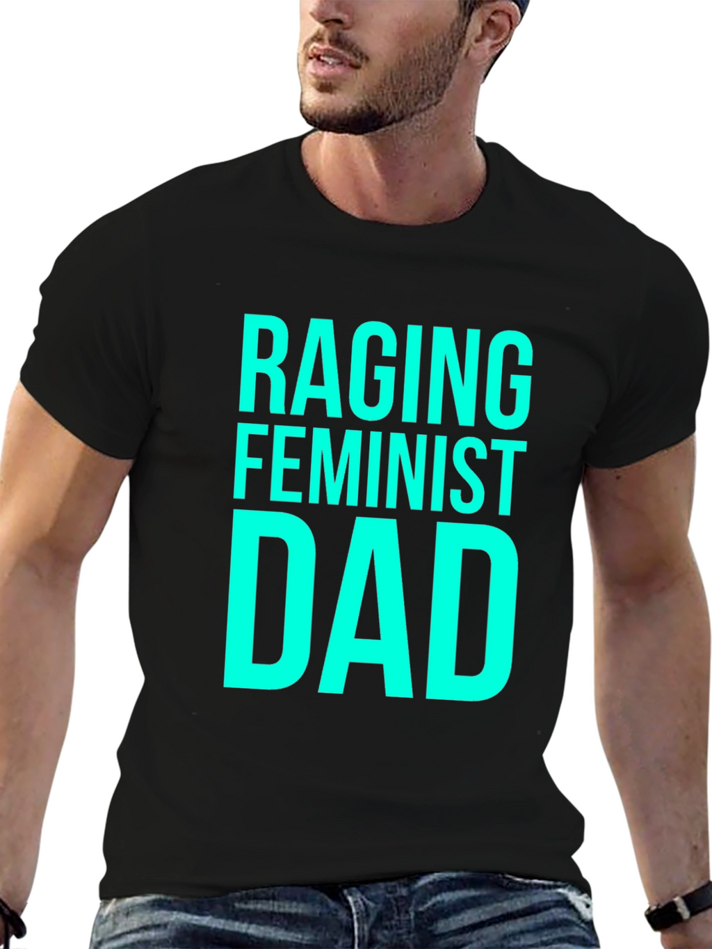 Raging Feminist Dad Black Cotton T-Shirt