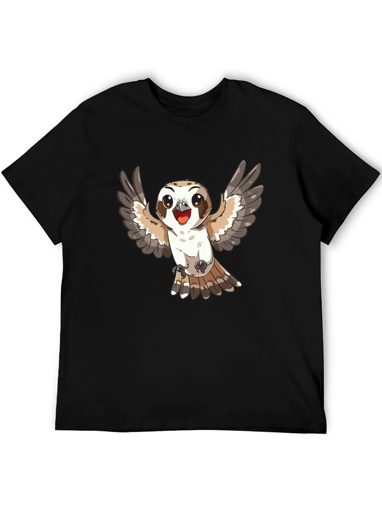 Cute Cartoon Owl T-Shirt - Black Cotton Tee
