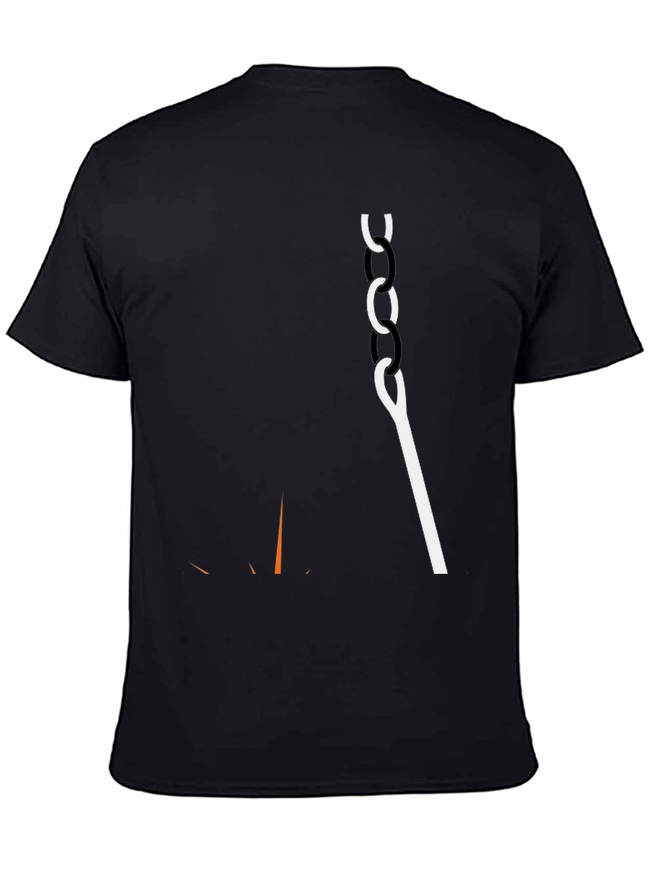 Mens Black Graphic Tee - Chain & Hook Design