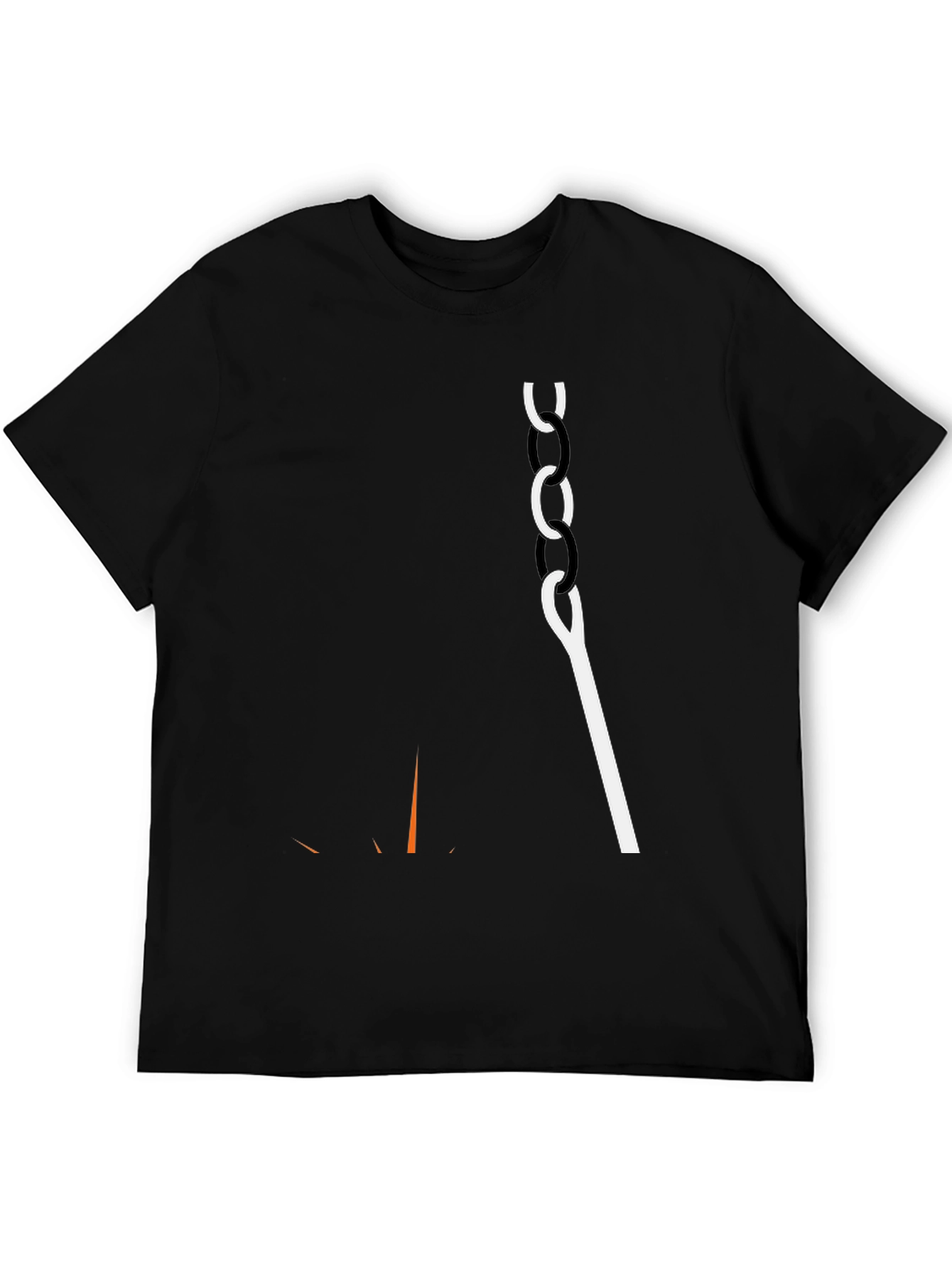 Mens Black Graphic Tee - Chain & Hook Design
