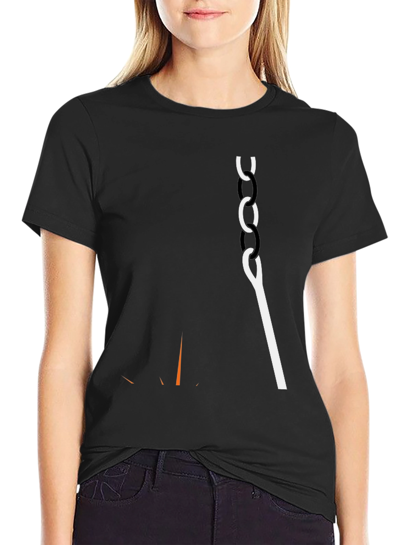 Mens Black Graphic Tee - Chain & Hook Design