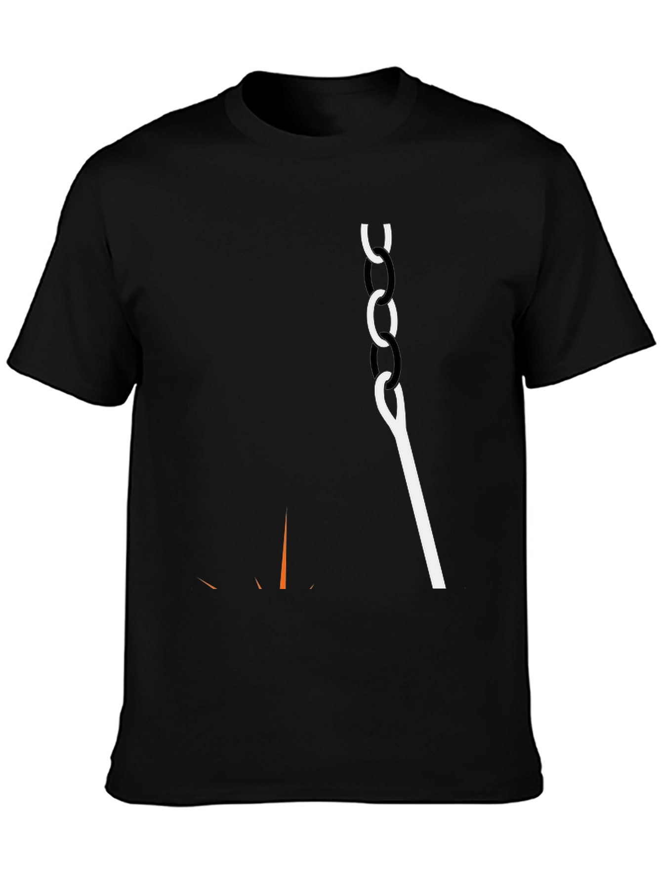 Mens Black Graphic Tee - Chain & Hook Design