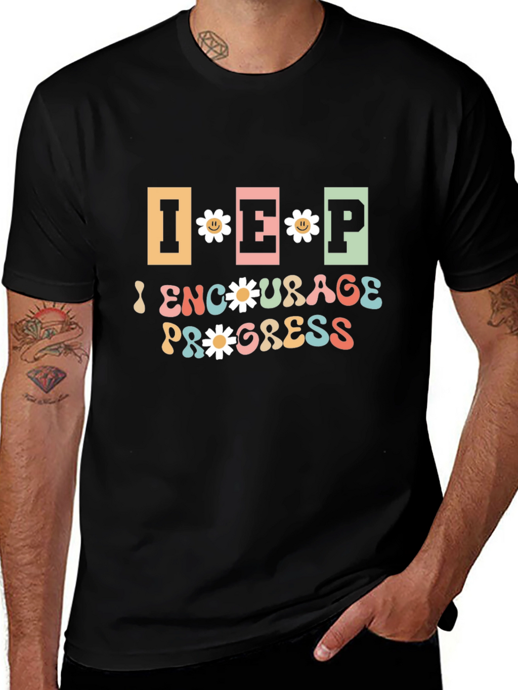 Encourage Progress Graphic Tee - Black