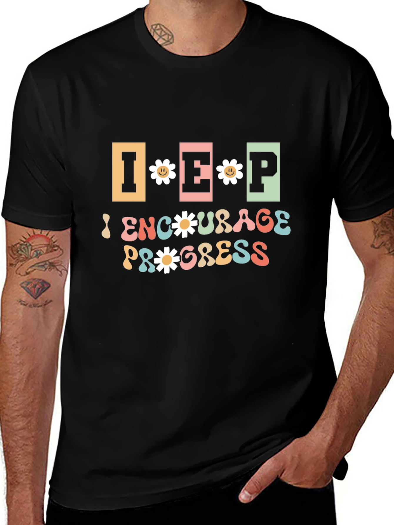 Encourage Progress Graphic Tee - Black