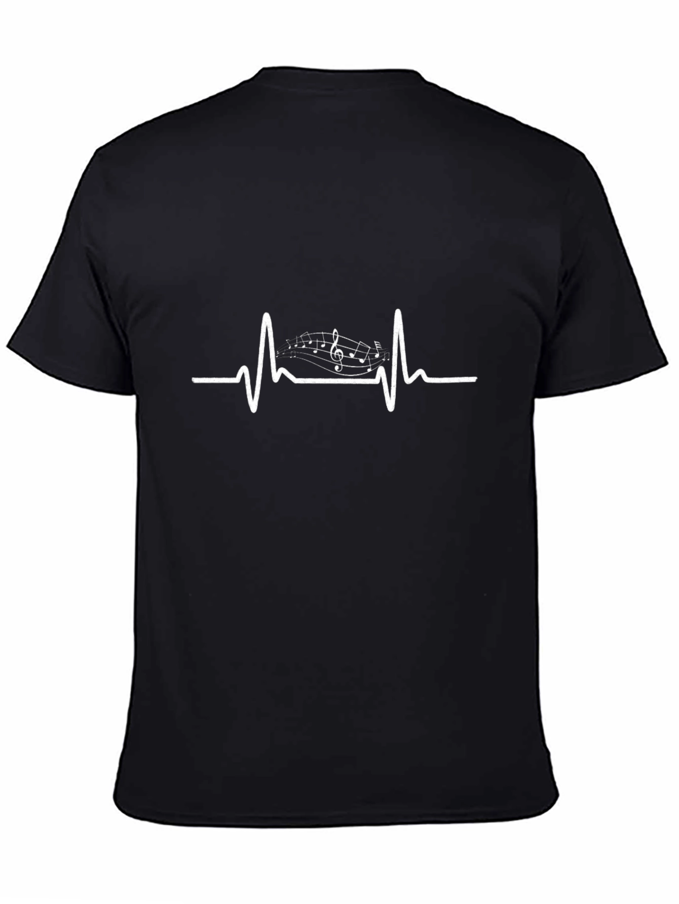 Music Heartbeat T-Shirt - Black Crew Neck