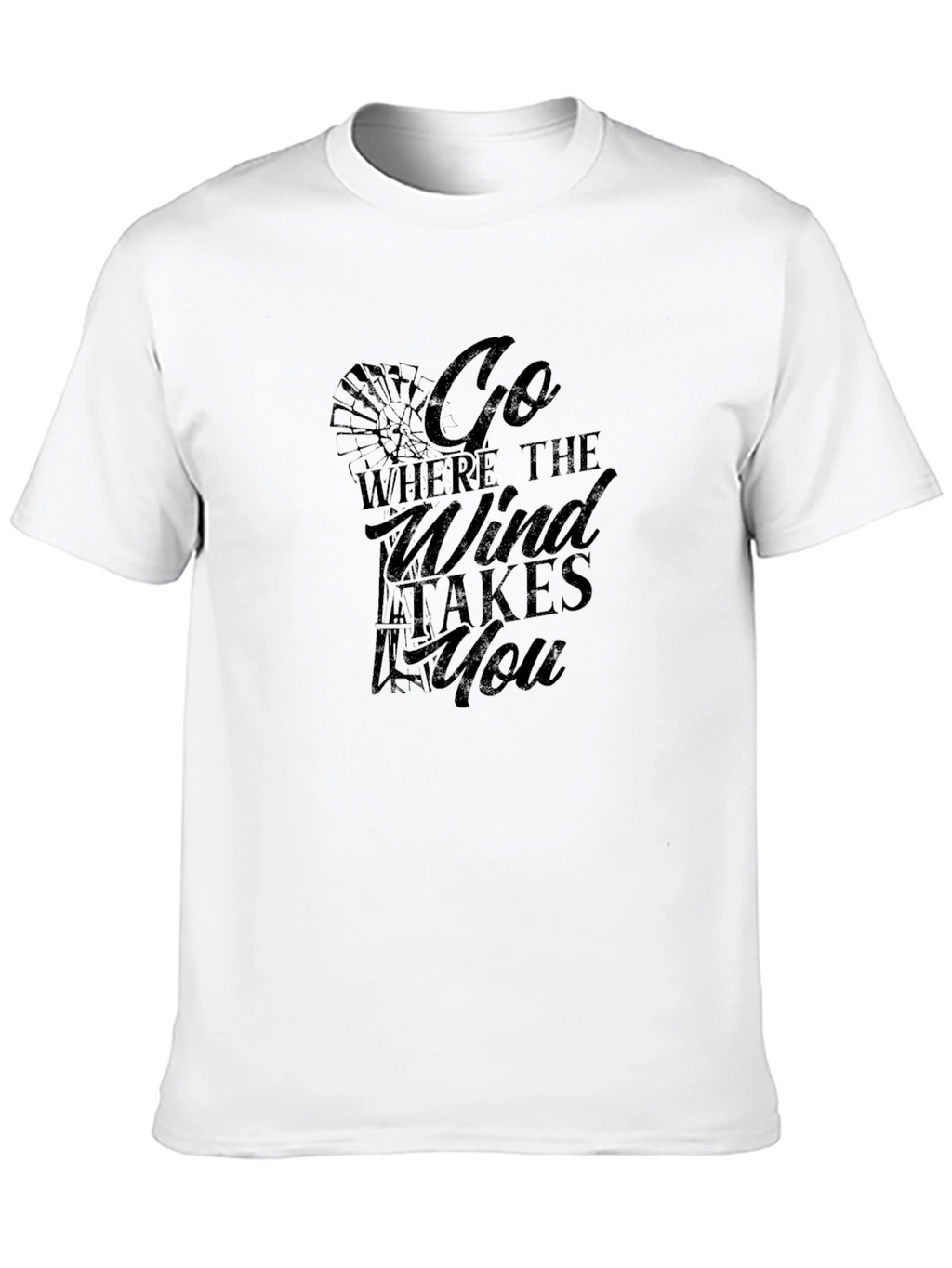 Go Where The Wind Takes You Black Graphic Tee