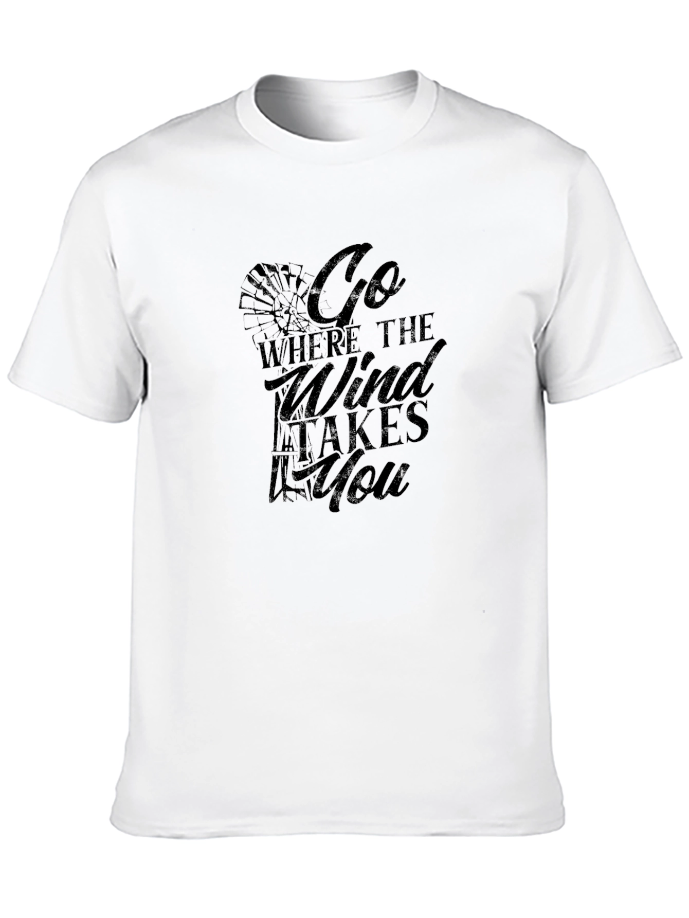 Go Where The Wind Takes You Black Graphic Tee