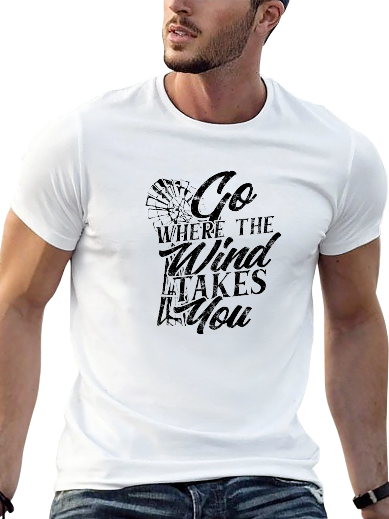 Go Where The Wind Takes You Black Graphic Tee