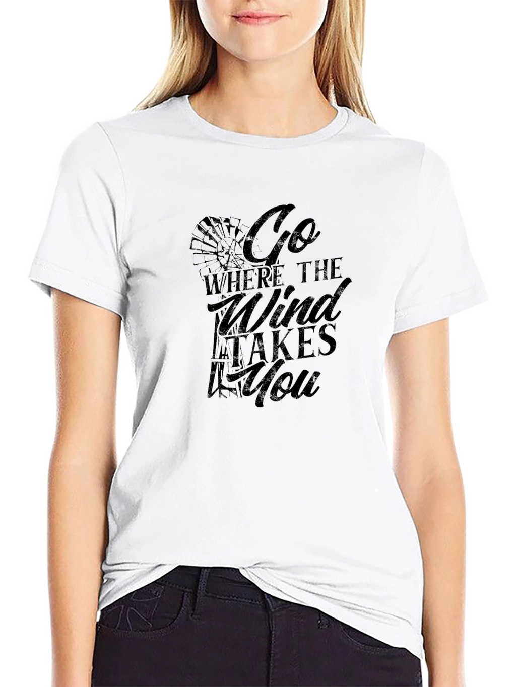 Go Where The Wind Takes You Black Graphic Tee