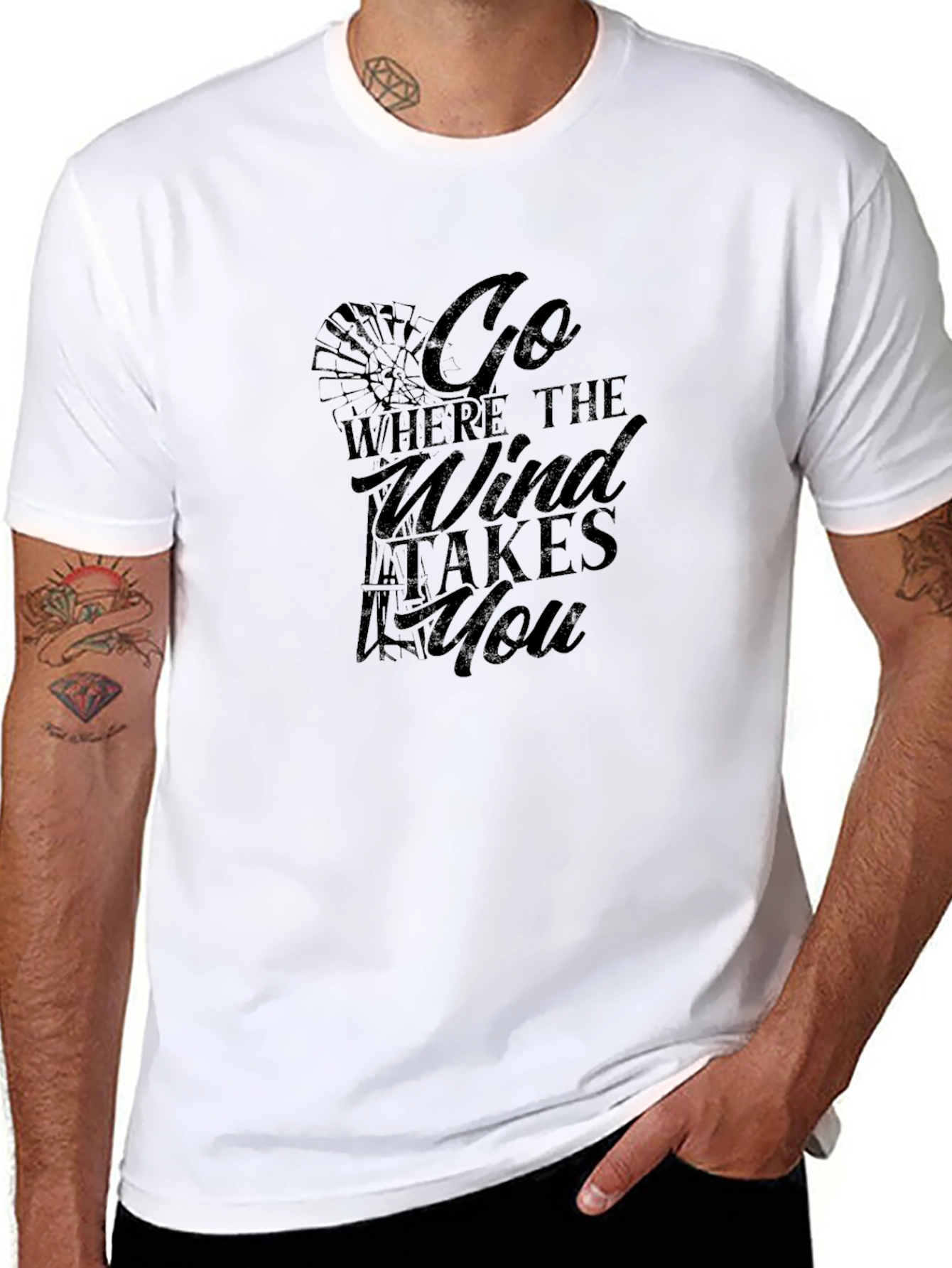 Go Where The Wind Takes You Black Graphic Tee
