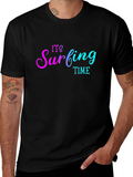Its Surfing Time Black T-Shirt