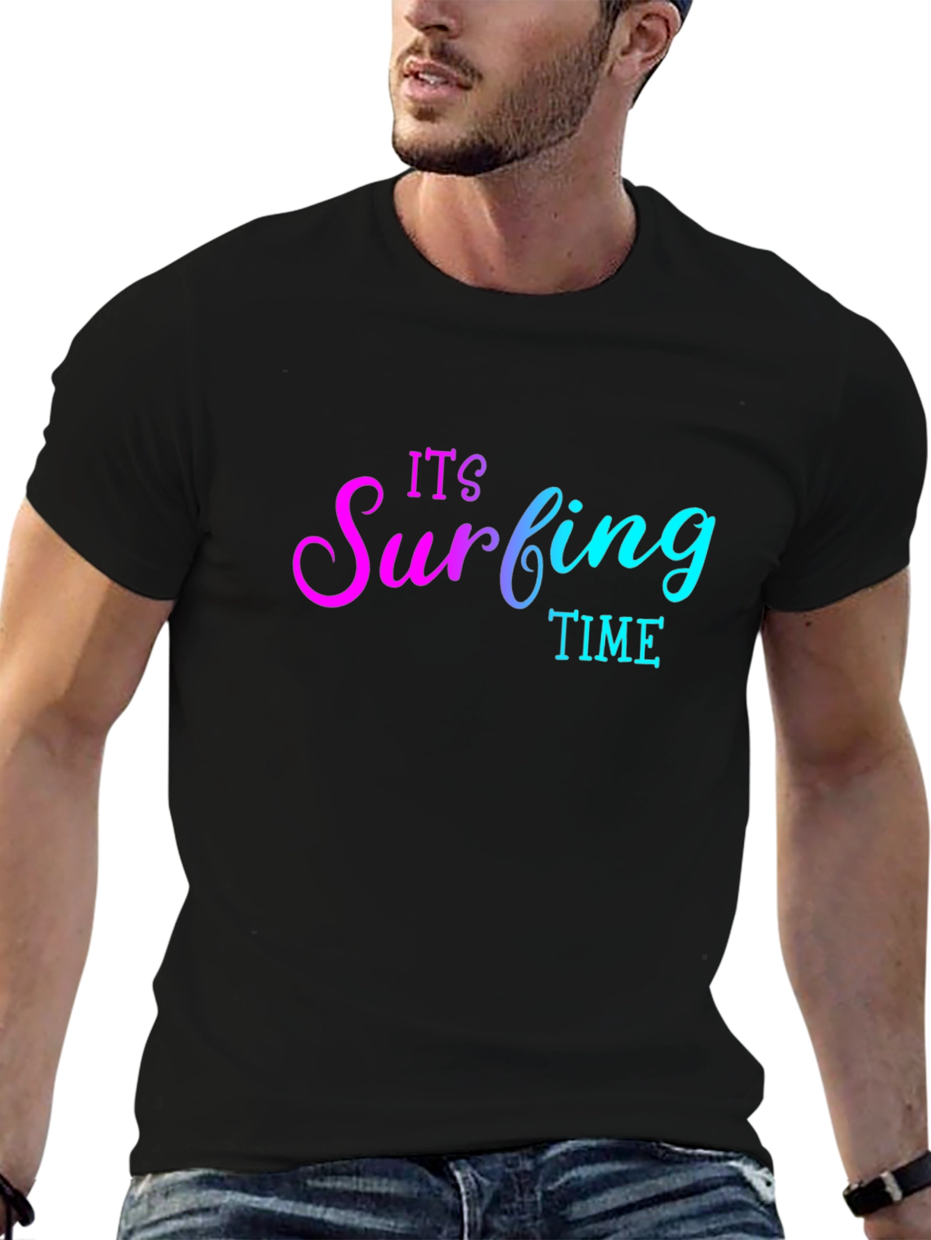 Its Surfing Time Black T-Shirt