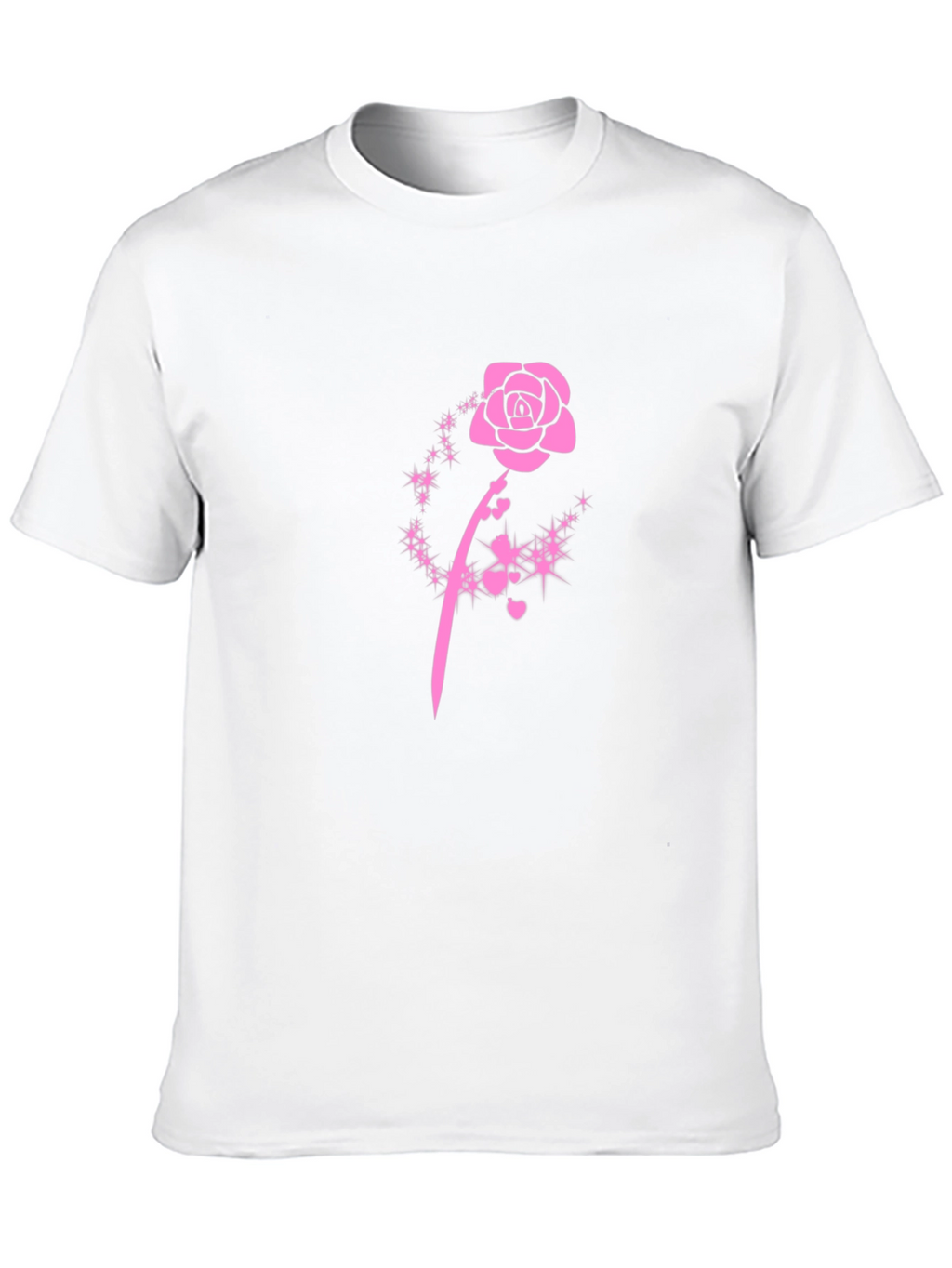 Black T-Shirt with Pink Rose Design