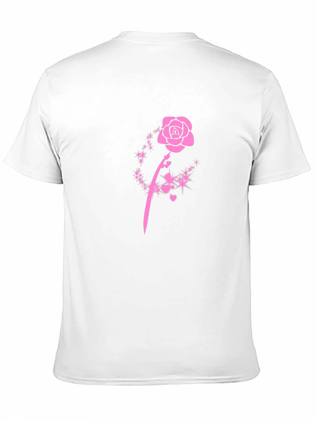 Black T-Shirt with Pink Rose Design