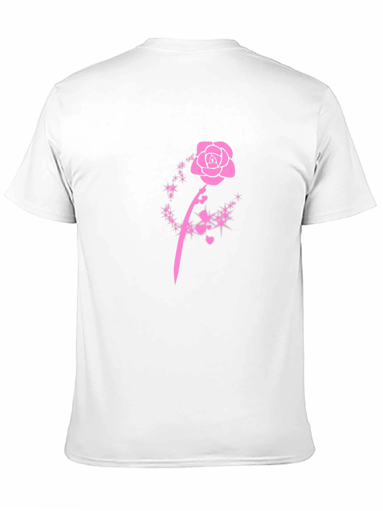 Black T-Shirt with Pink Rose Design