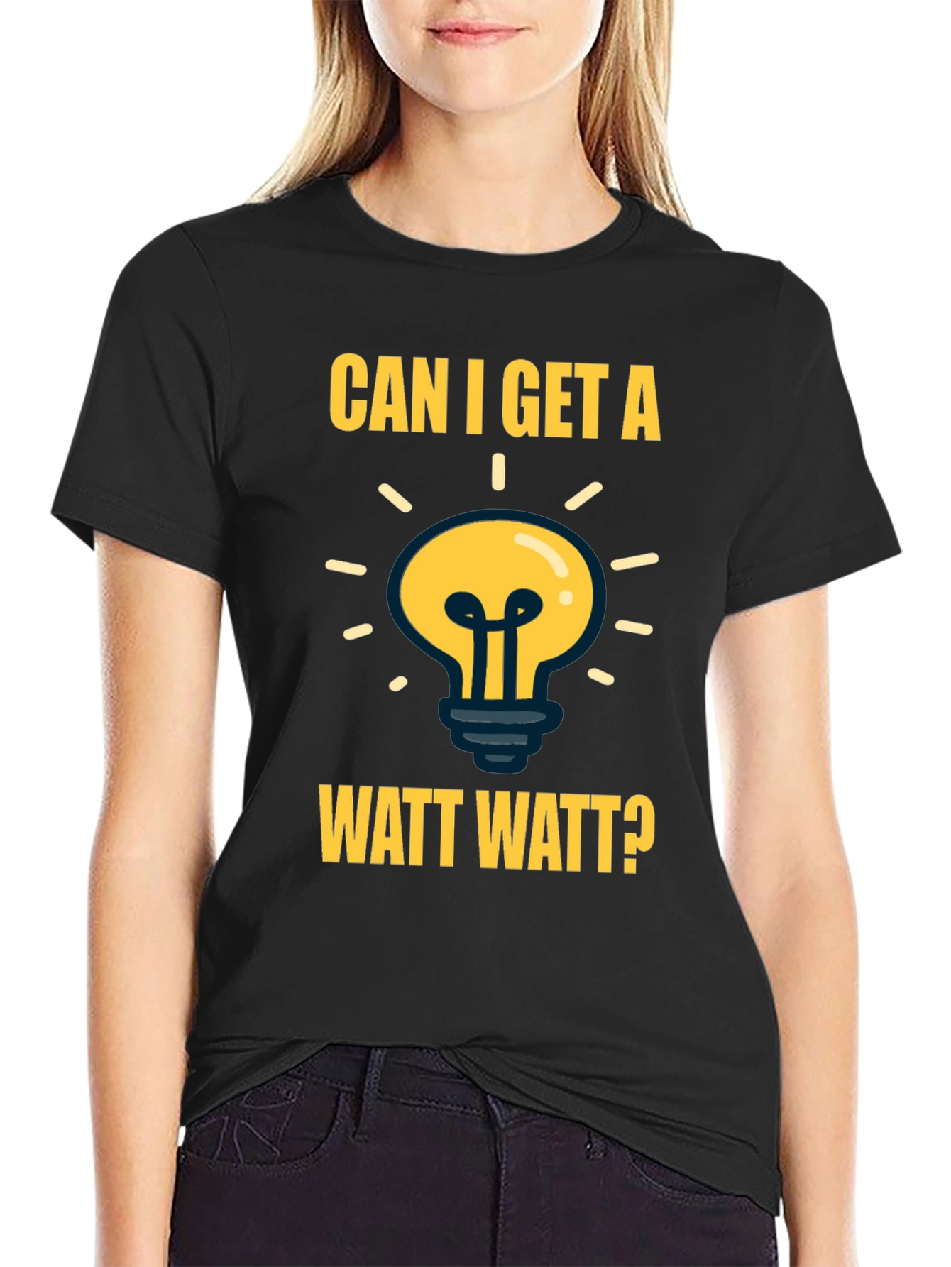 Can I Get A Watt Watt? Mens Black T-Shirt