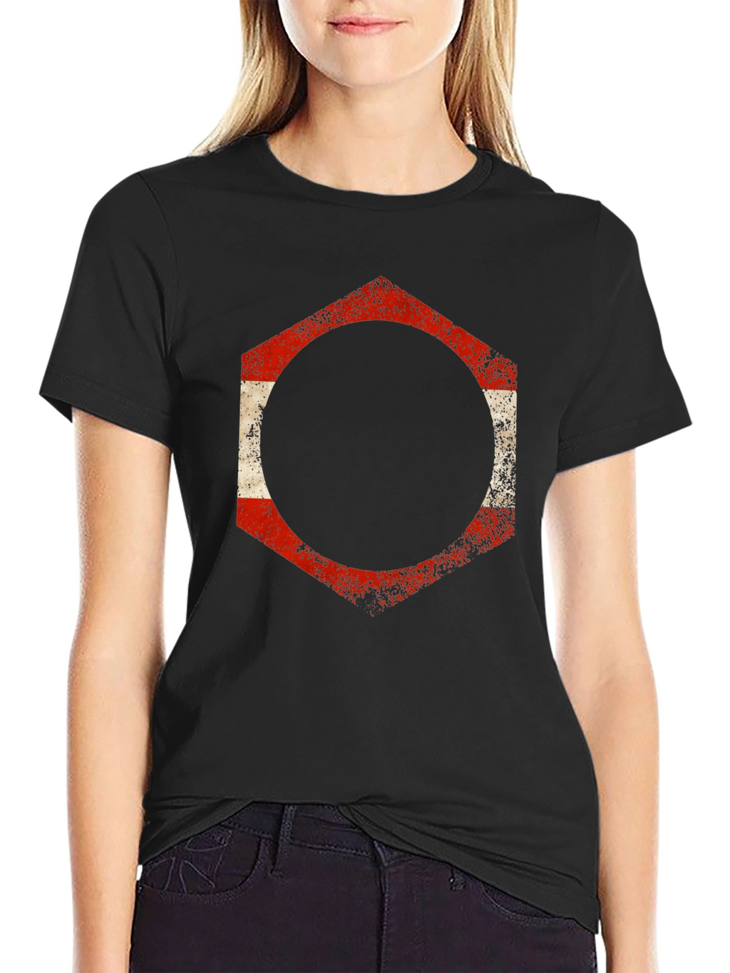 Distressed Hexagon Graphic Tee - Casual Comfort