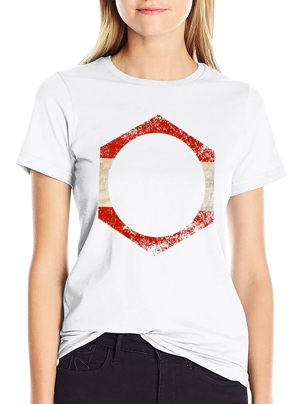 Distressed Hexagon Graphic Tee - Casual Comfort