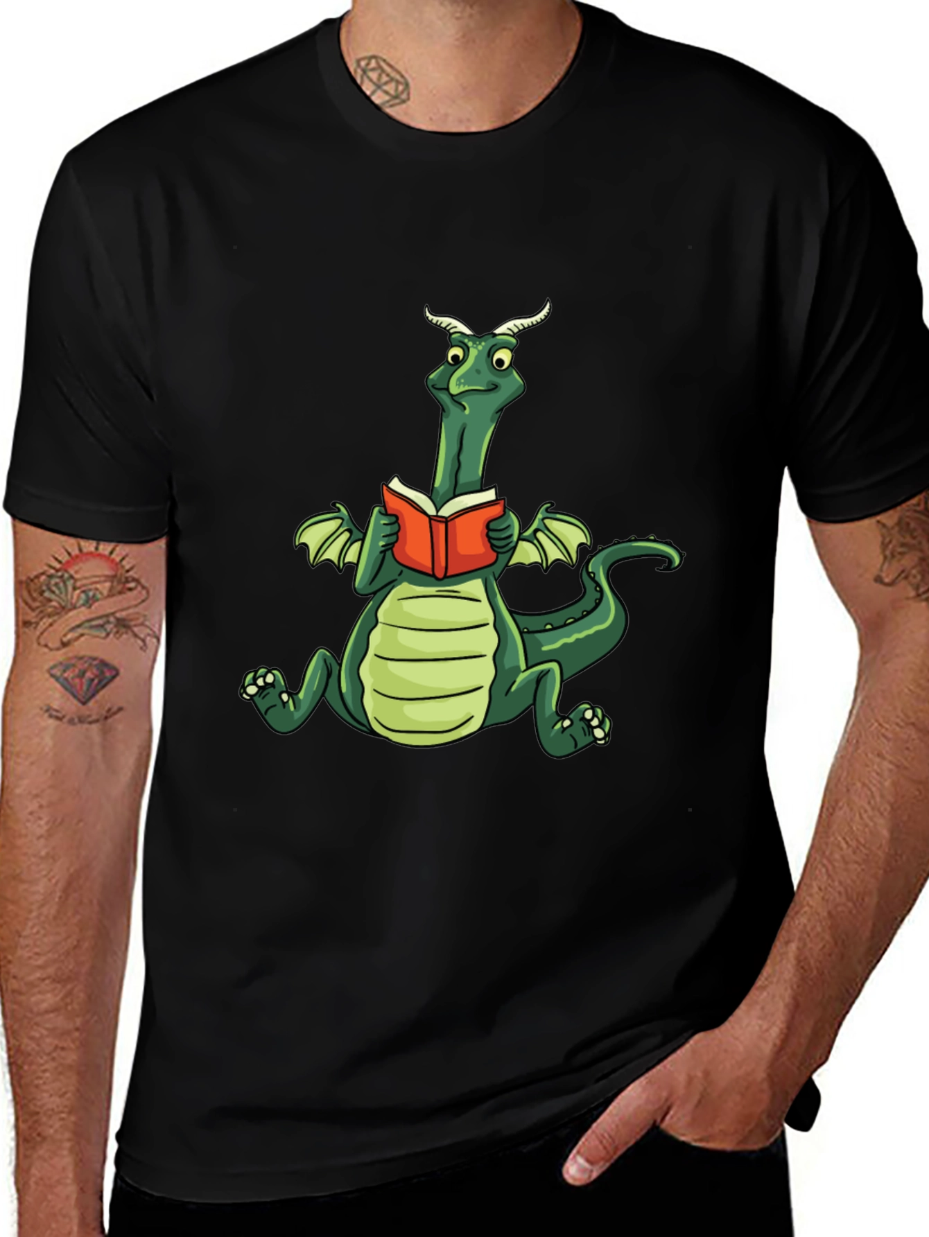 Dragon Reading Book Graphic Tee