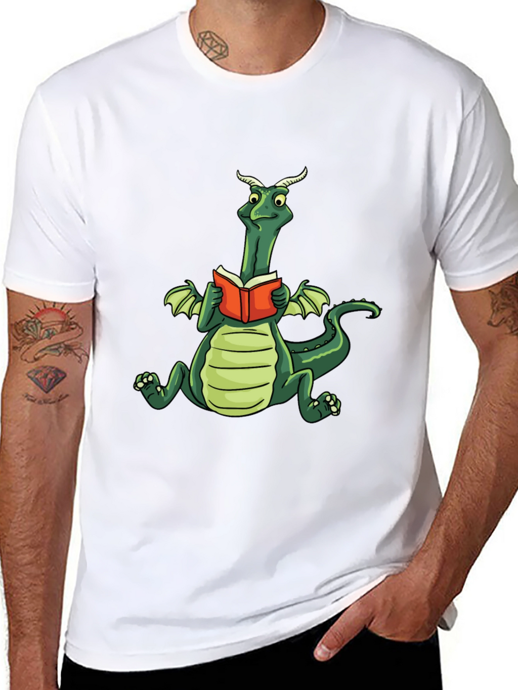 Dragon Reading Book Graphic Tee