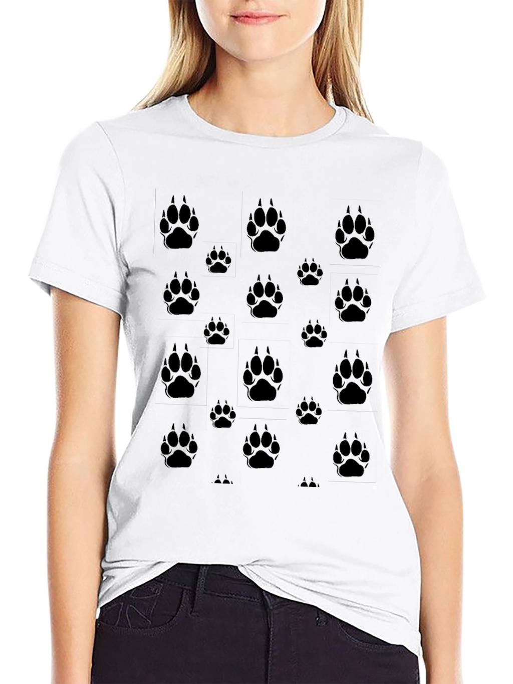 Mens Black Paw Print T-Shirt