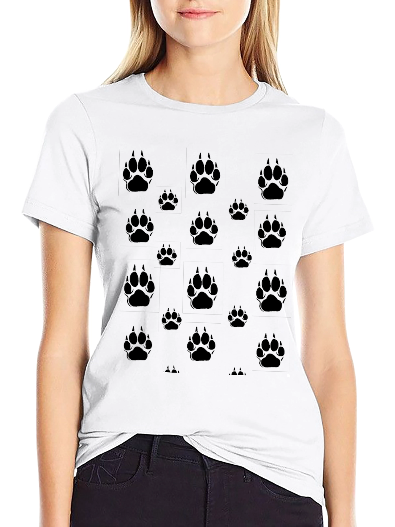 Mens Black Paw Print T-Shirt