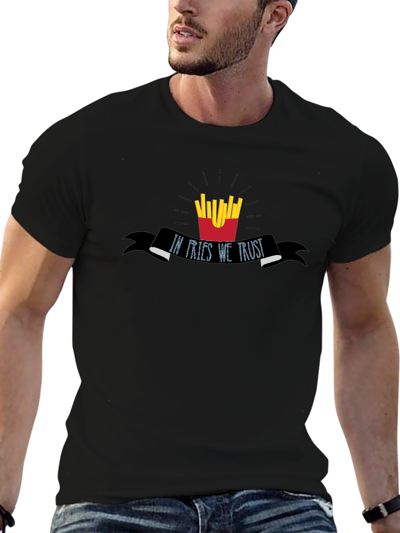 In Fries We Trust - Mens Black Graphic Tee