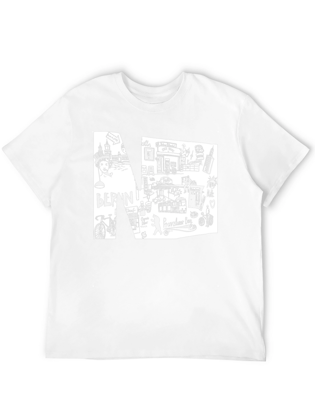 Berlin Doodle Art Mens Black T-Shirt