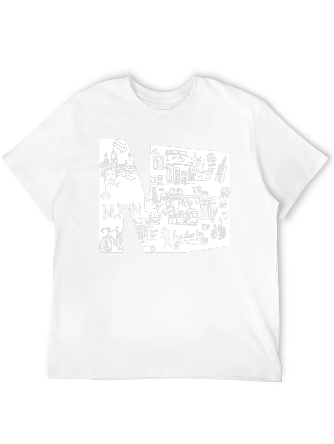 Berlin Doodle Art Mens Black T-Shirt