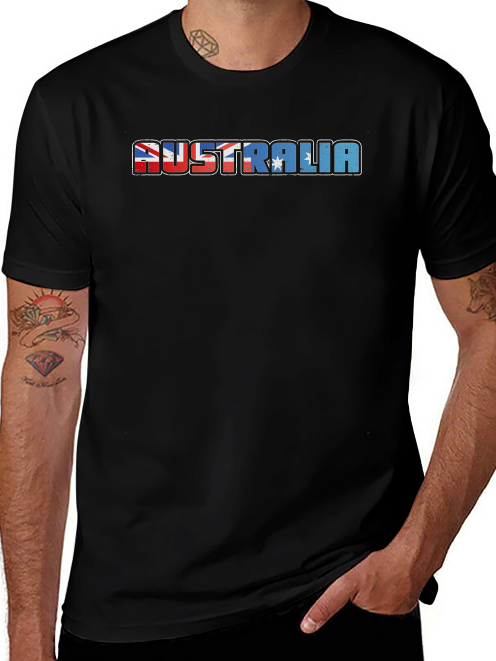 Australia Flag T-Shirt - Mens Black Tee