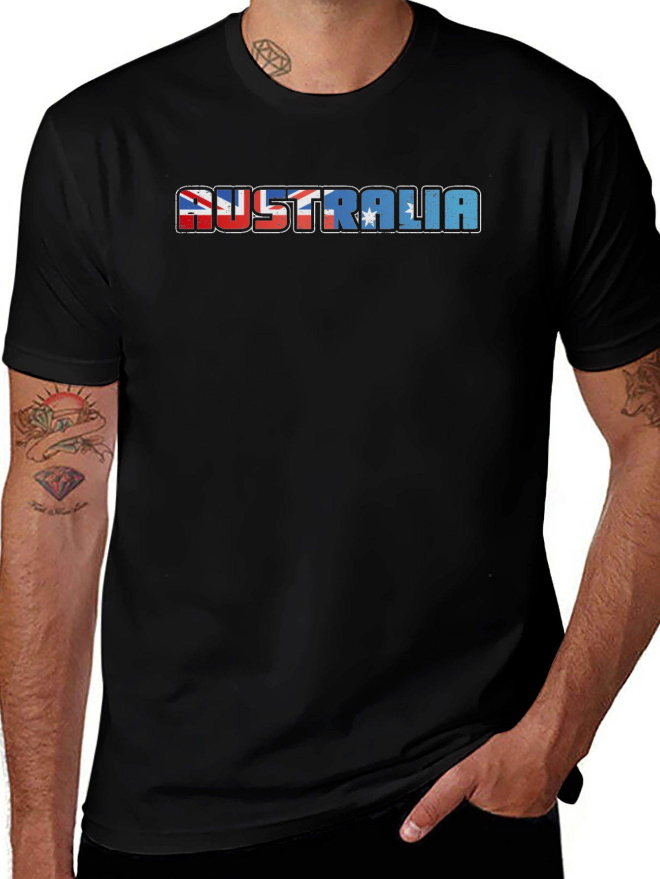 Australia Flag T-Shirt - Mens Black Tee