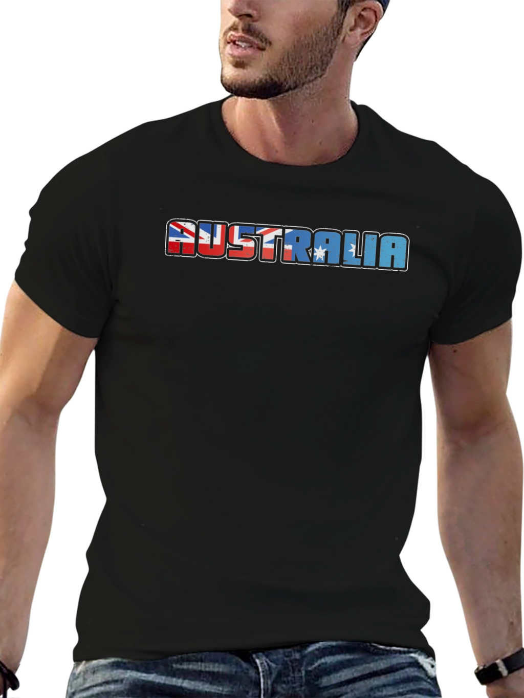 Australia Flag T-Shirt - Mens Black Tee