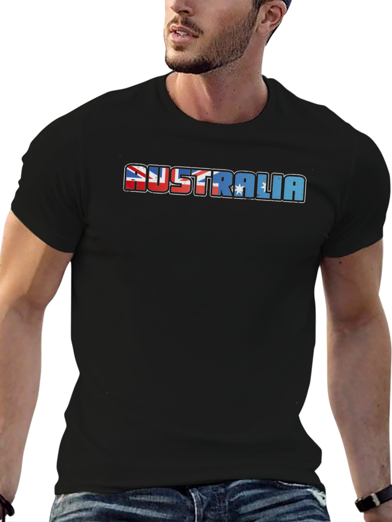 Australia Flag T-Shirt - Mens Black Tee