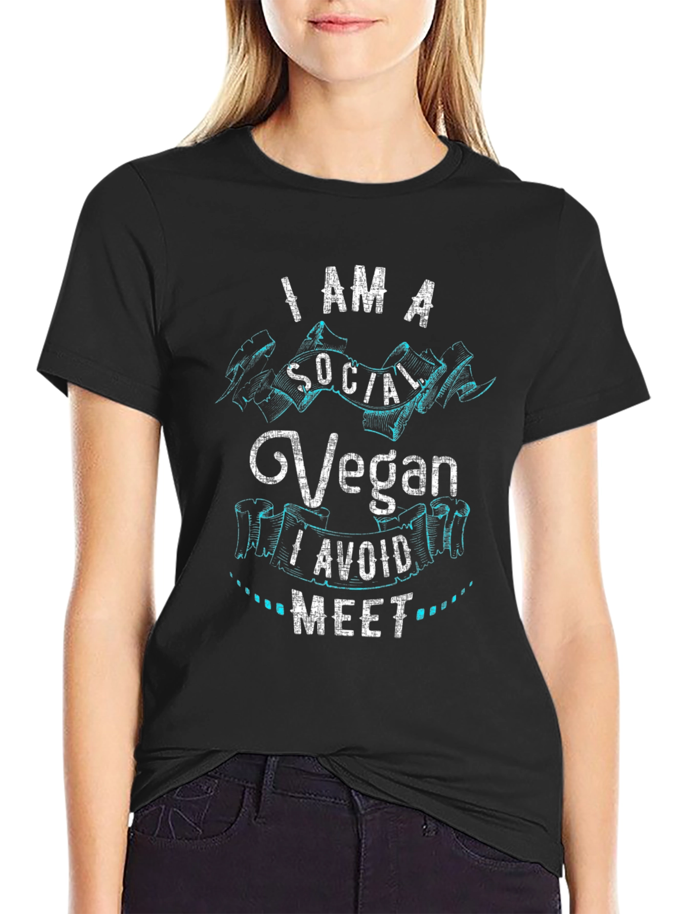Social Vegan Graphic T-Shirt - Black