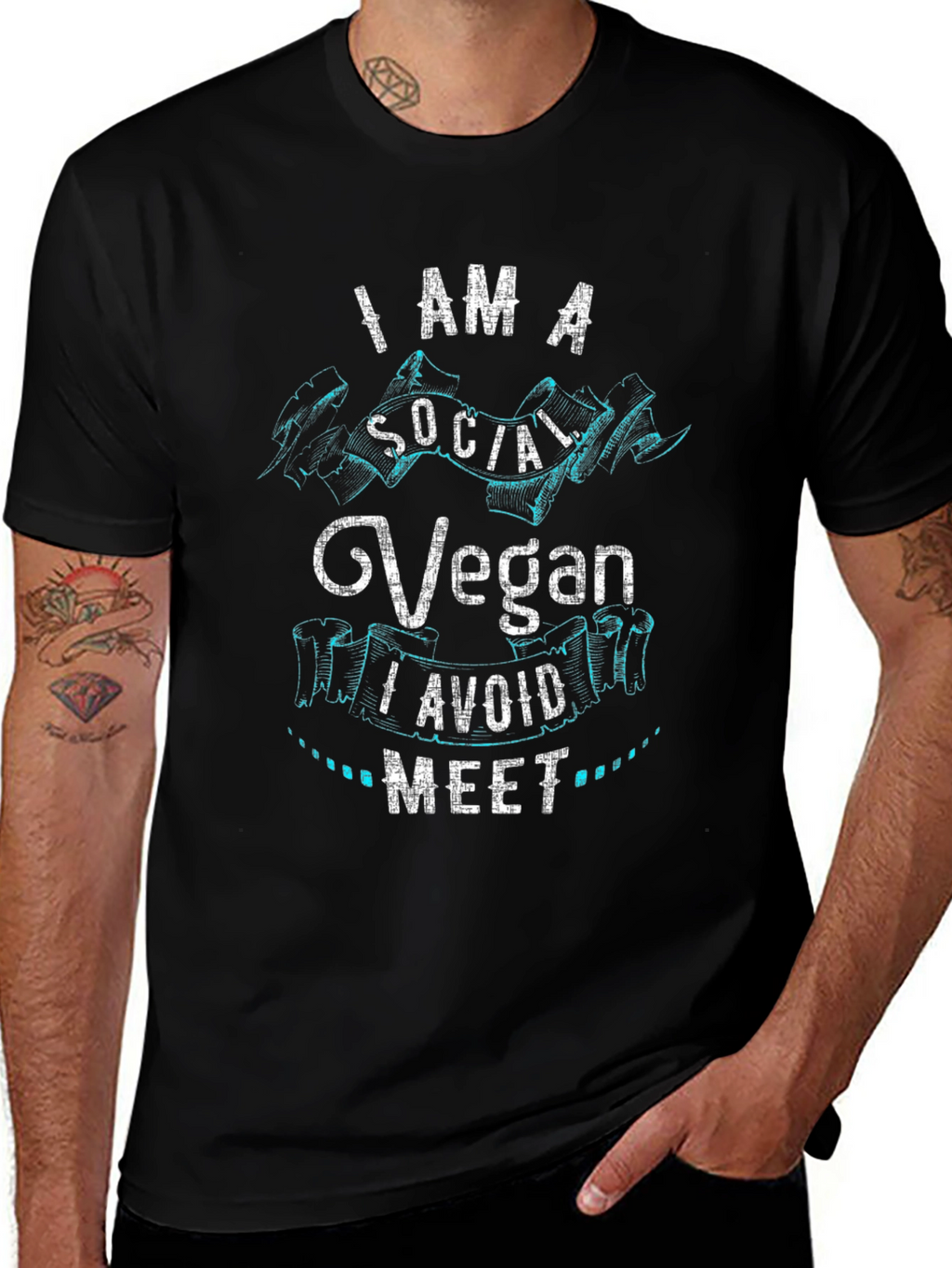 Social Vegan Graphic T-Shirt - Black