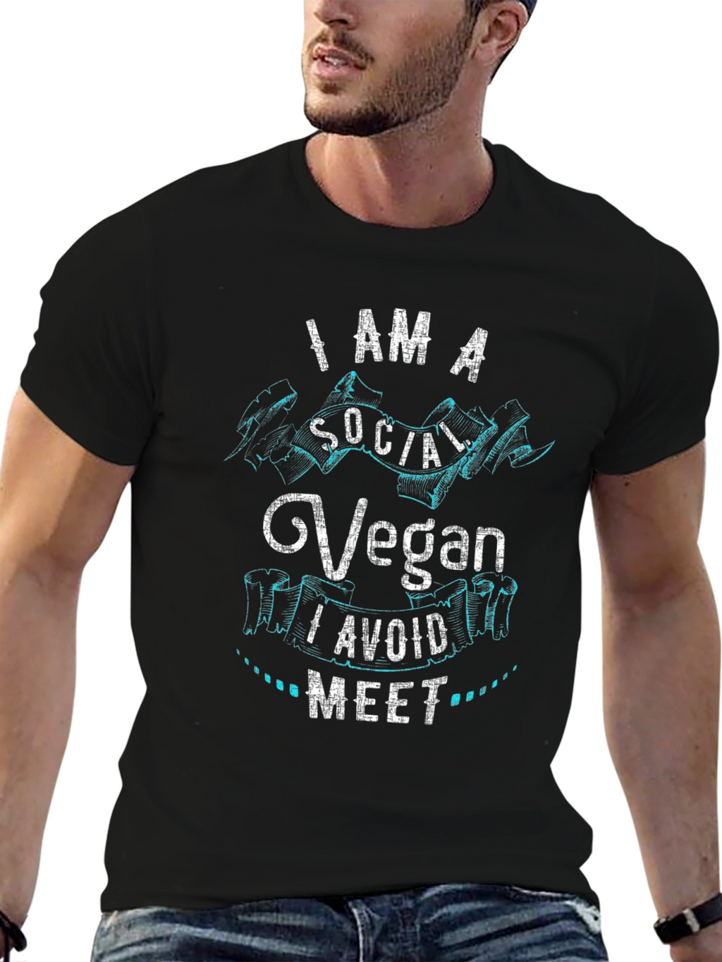 Social Vegan Graphic T-Shirt - Black
