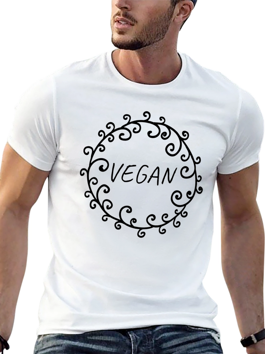 Vegan Graphic Tee - Circular Swirl Design