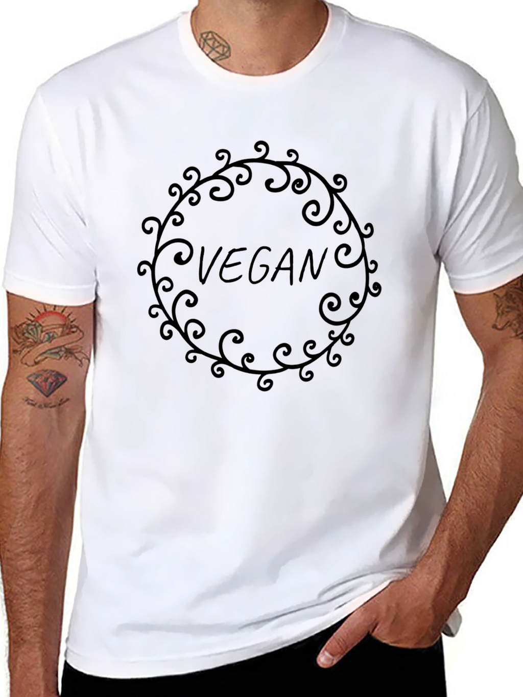 Vegan Graphic Tee - Circular Swirl Design