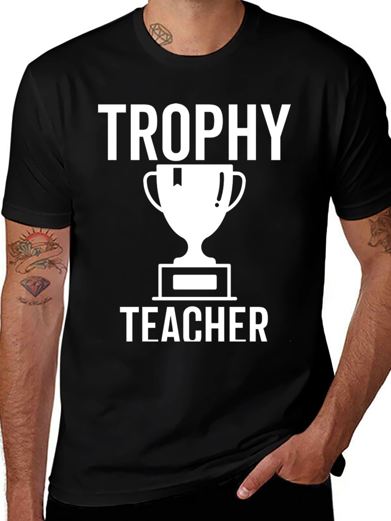 Trophy Teacher Graphic Tee - Black Cotton T-Shirt