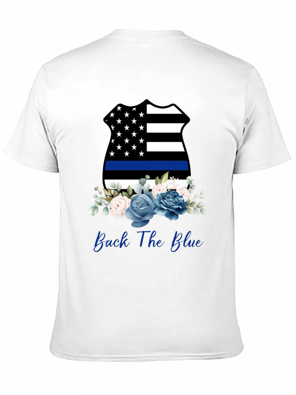 Back The Blue Floral Badge T-Shirt