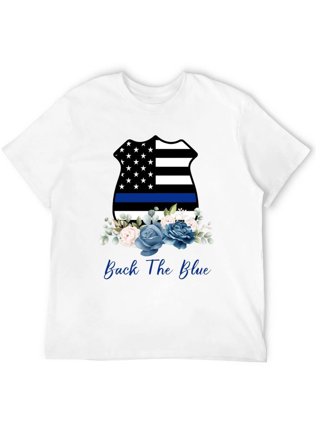 Back The Blue Floral Badge T-Shirt