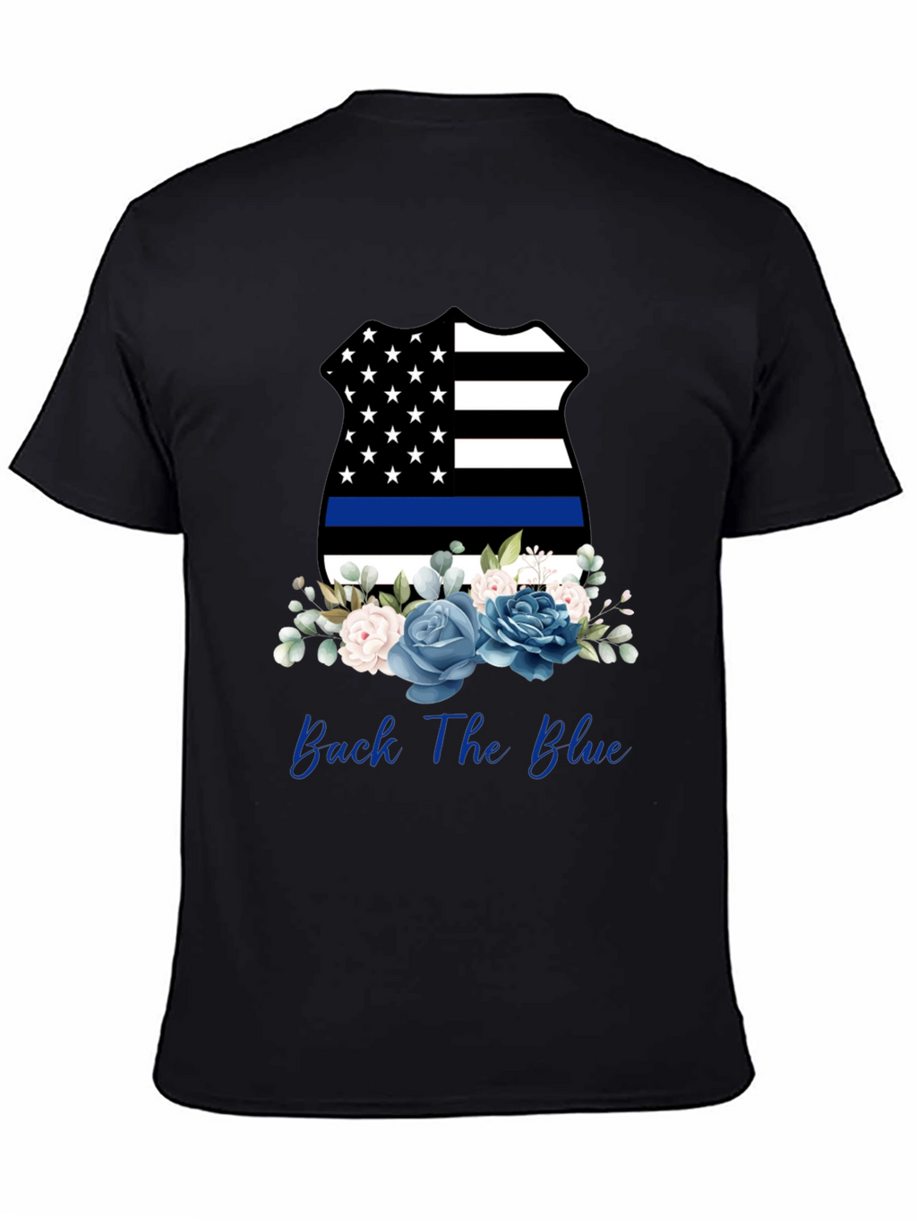 Back The Blue Floral Badge T-Shirt