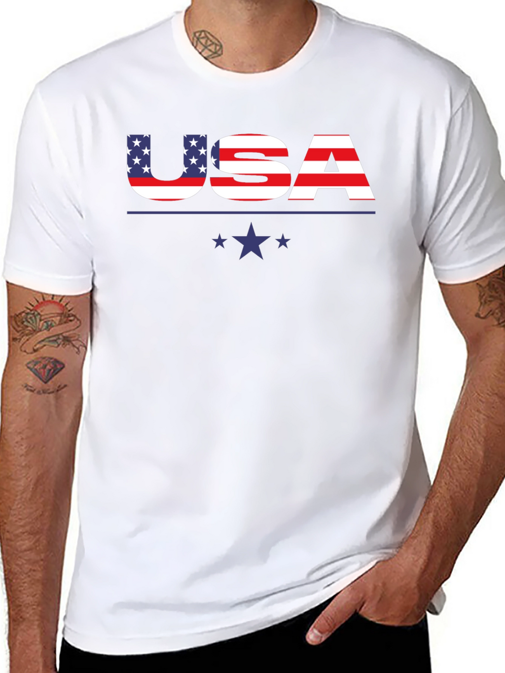 USA Flag Graphic Print Crew Neck T-Shirt