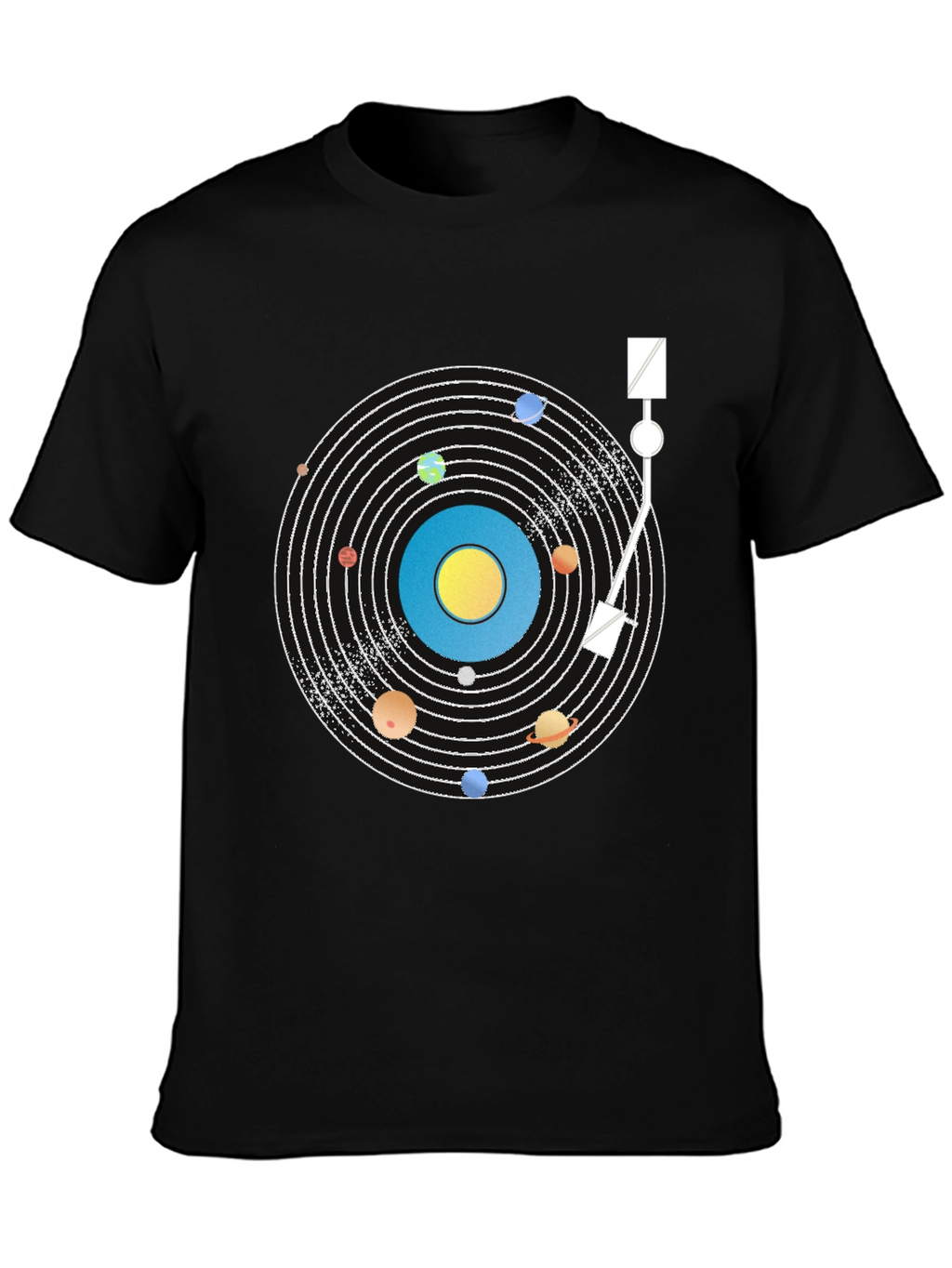 Planetary Turntable T-Shirt - Cosmic Vinyl Style