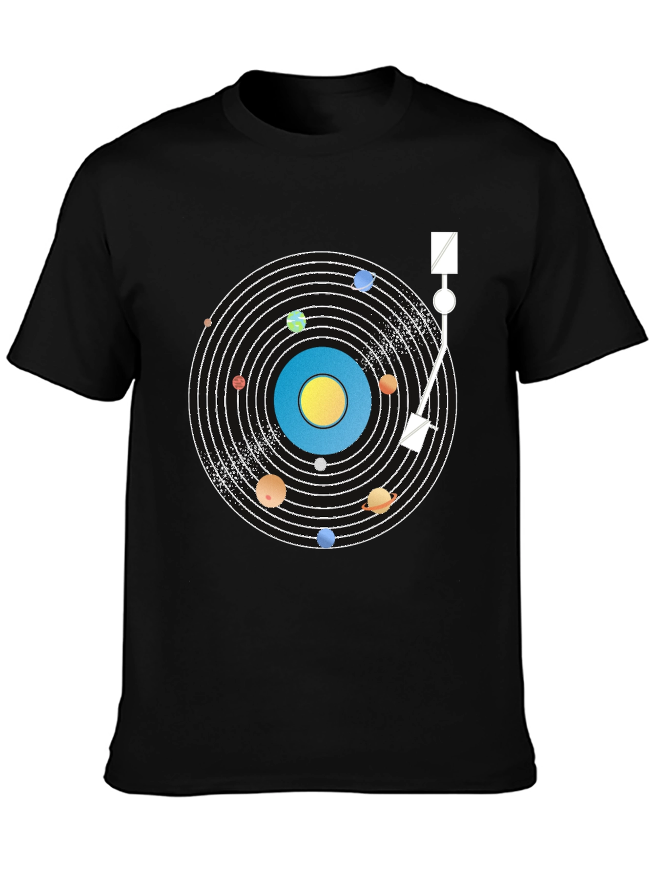 Planetary Turntable T-Shirt - Cosmic Vinyl Style